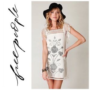 Free People Fringe Embroidered Shift Dress